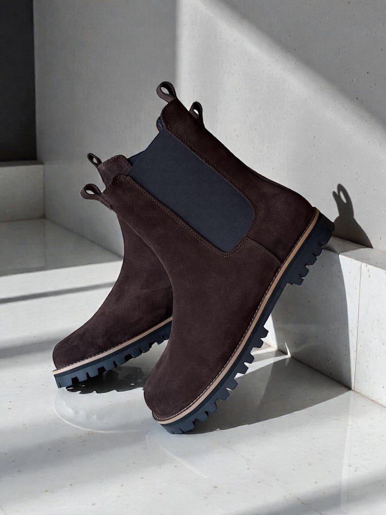 Burgundy Leather Chelsea Boots - Wide Toe Box Shoes Women | Custom Anatomical Footwear | Barefoot Style Elastic Boots Any Color Fall Winter