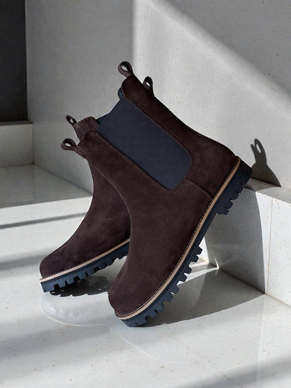 Burgundy Leather Chelsea Boots - Wide Toe Box Shoes Women | Custom Anatomical Footwear | Barefoot Style Elastic Boots Any Color Fall Winter