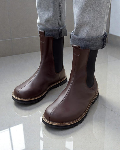 Burgundy Leather Chelsea Boots - Wide Toe Box Shoes Women | Custom Anatomical Footwear | Barefoot Style Elastic Boots Any Color Fall Winter