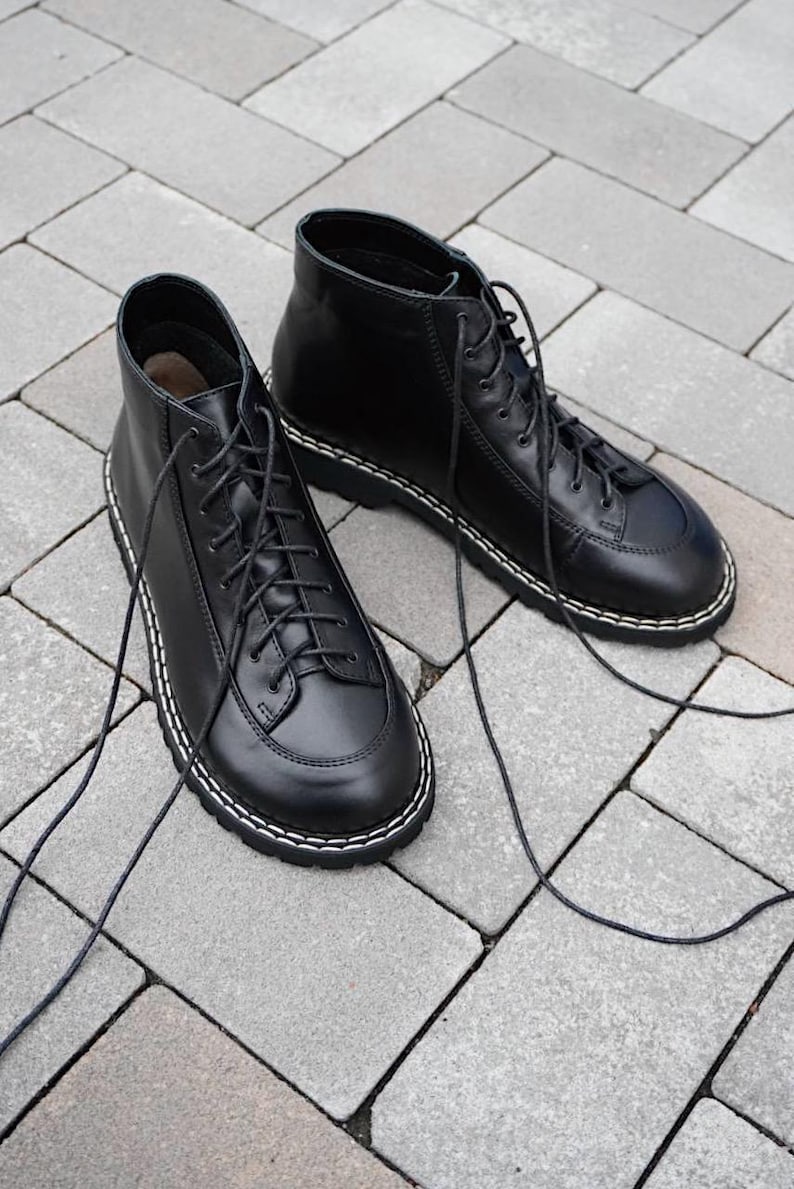 Black Barefoot shoes, barefoot ankle boots, mid calf leather boots men barefoot, handmade boots, zero drop boots, wide toe box boots