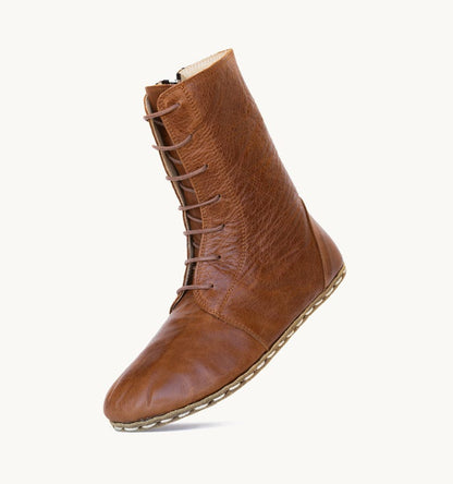 Barefoot Boots Women – Grounding Leather Boots, Medieval Boxing Style, Wide Toe Box
