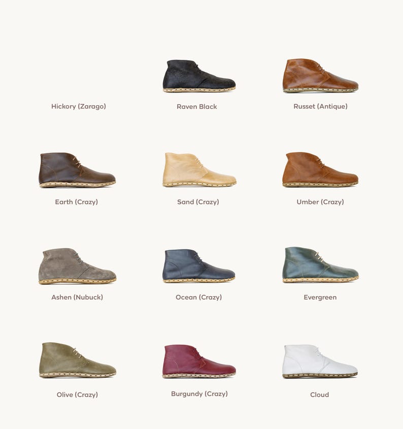 Men's Barefoot Chukka Boots, Grounding Buffalo Sole, Brown Leather Desert Boots, Wide Toe Box