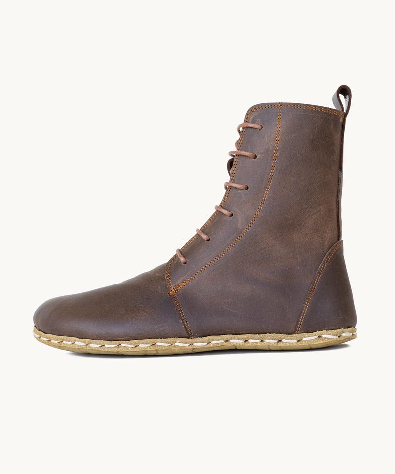 Men's Grounding Boots, Barefoot Lace up Leather, Copper Rivet, Wide Toe Box, Zero Drop - Earth