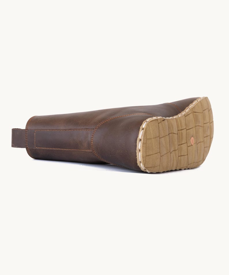 Men Earth Grounding Barefoot Boots, Handmade Leather Moccasin Boot, Buffalo Sole, Wide Toe Box