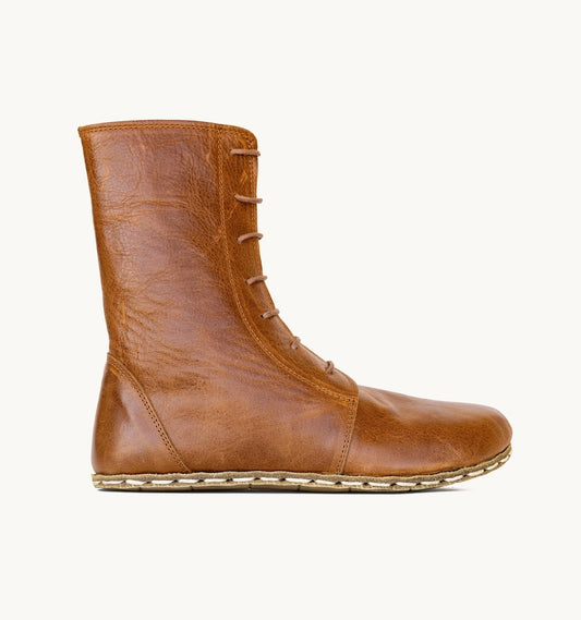 Barefoot Boots Women – Grounding Leather Boots, Medieval Boxing Style, Wide Toe Box