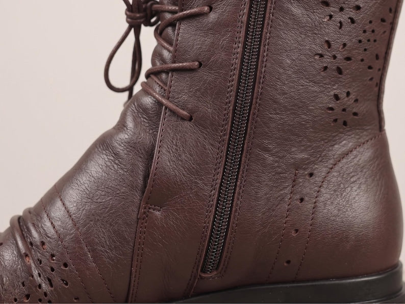 Brown Leather Sandal Boots for Women, Handmade Summer Booties, Peep Toe Ankle Boots, Comfortable Custom Fit Leather Sandals