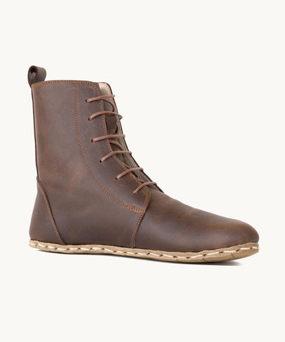 Men Earth Grounding Barefoot Boots, Handmade Leather Moccasin Boot, Buffalo Sole, Wide Toe Box