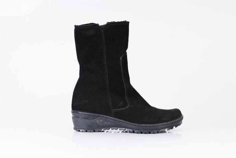 Custom Fit Winter Boots for Wide Feet, Handmade Black Leather Boots, Warm Fur Lined Boots, Personalized Comfort Shoes, Made to Measure