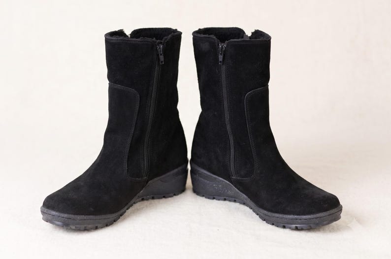Custom Fit Winter Boots for Wide Feet, Handmade Black Leather Boots, Warm Fur Lined Boots, Personalized Comfort Shoes, Made to Measure