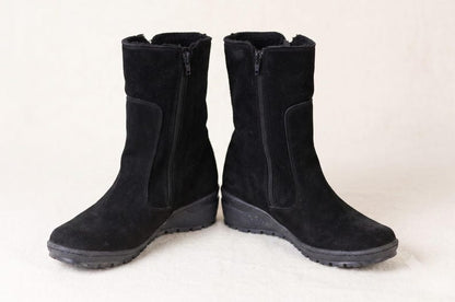 Custom Fit Winter Boots for Wide Feet, Handmade Black Leather Boots, Warm Fur Lined Boots, Personalized Comfort Shoes, Made to Measure