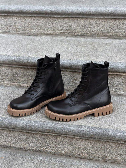 Women's Barefoot Boots, Wide Toe Box, Minimalist Footwear, Anatomical Shoes, Lace-up Boots, Mid Calf Booties, Combat Boots