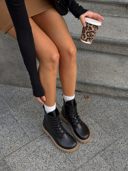 Women's Barefoot Boots, Wide Toe Box, Minimalist Footwear, Anatomical Shoes, Lace-up Boots, Mid Calf Booties, Combat Boots