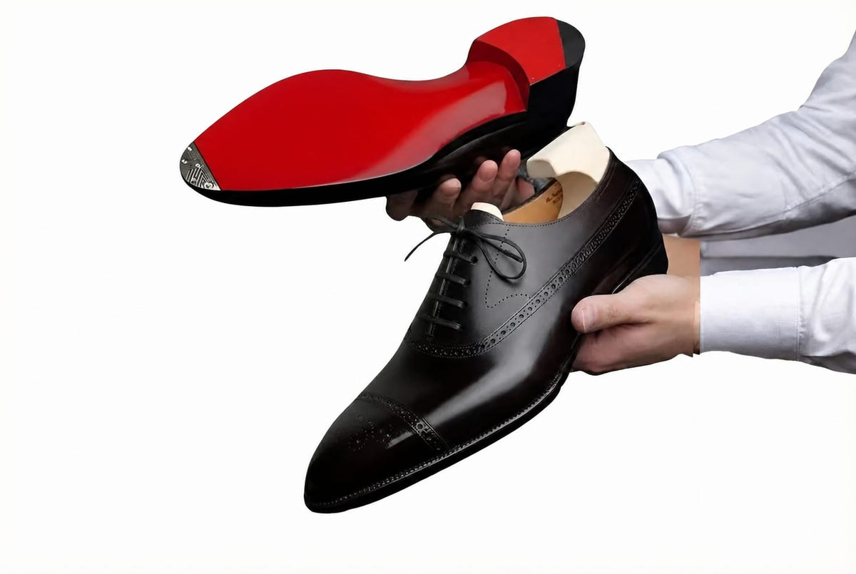 Pellevista Oxford Black Leather Shoes, Red Sole | Premium Formal Men’s Footwear