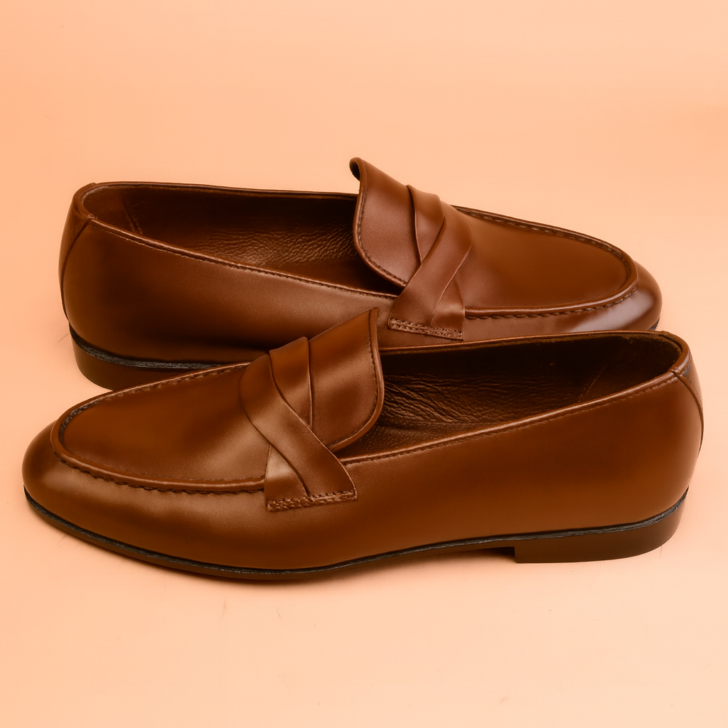 Dark Brown Twisted Penny Loafers