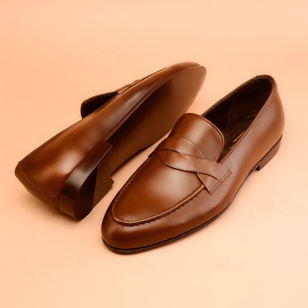 Dark Brown Twisted Penny Loafers